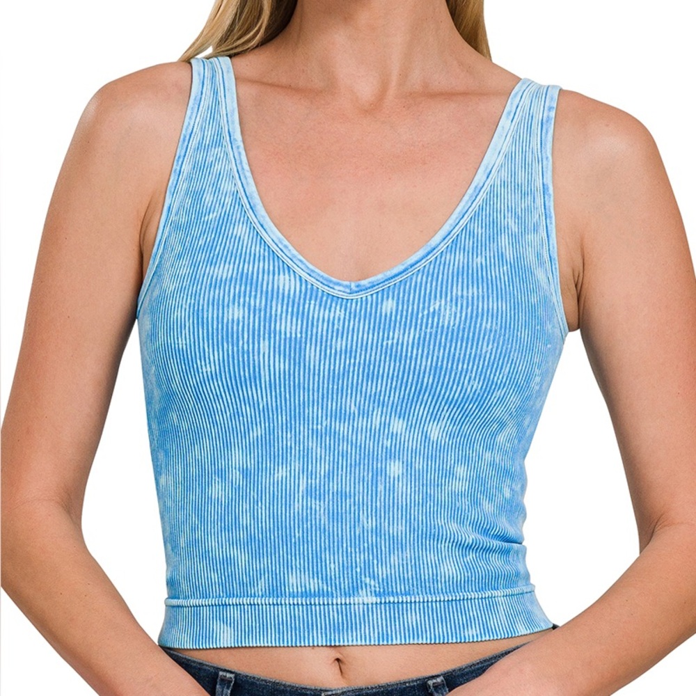 Women's Ribbed Tank Top - Blue